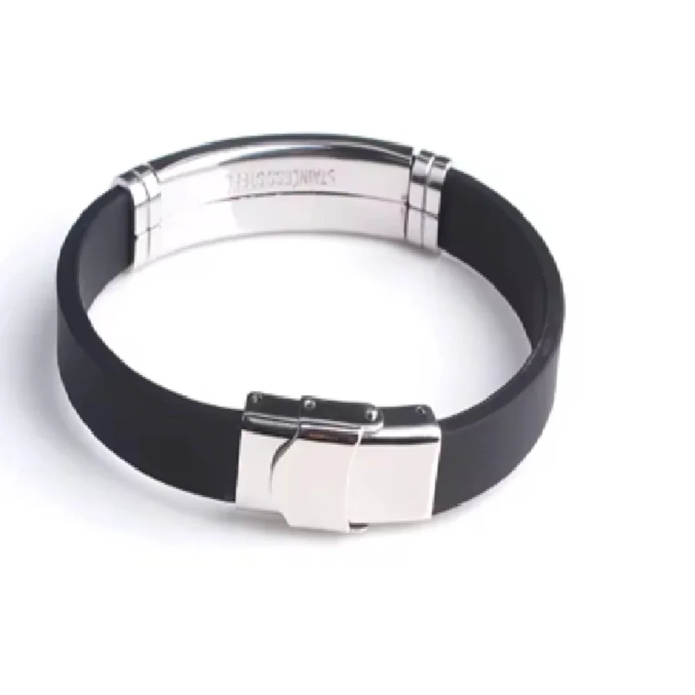Fashion Bracelet Smooth Silicone Stainless Steel bracelets for men jewelry